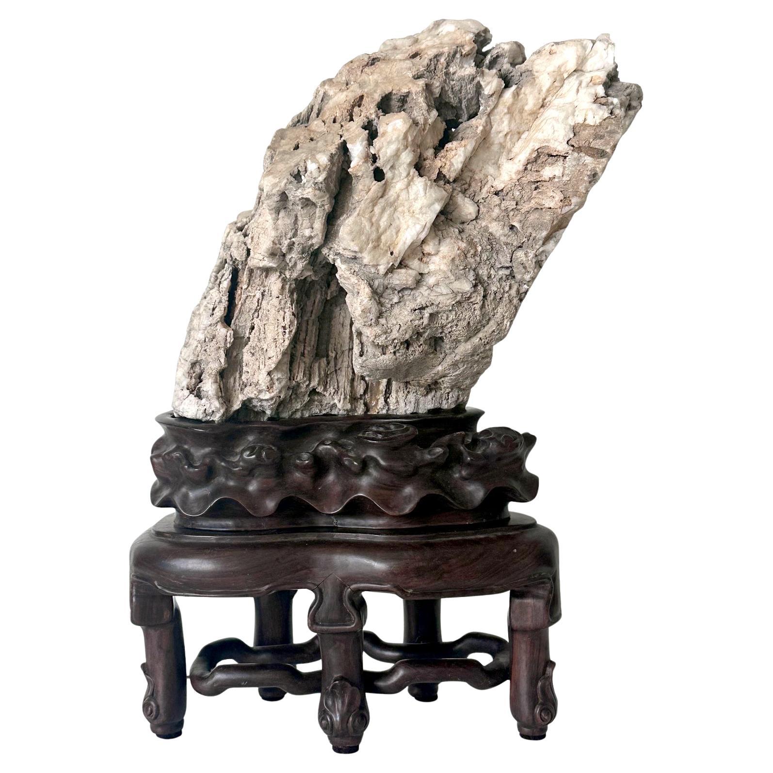 Rare Chinese Xuan Scholar Stone on Display Stand