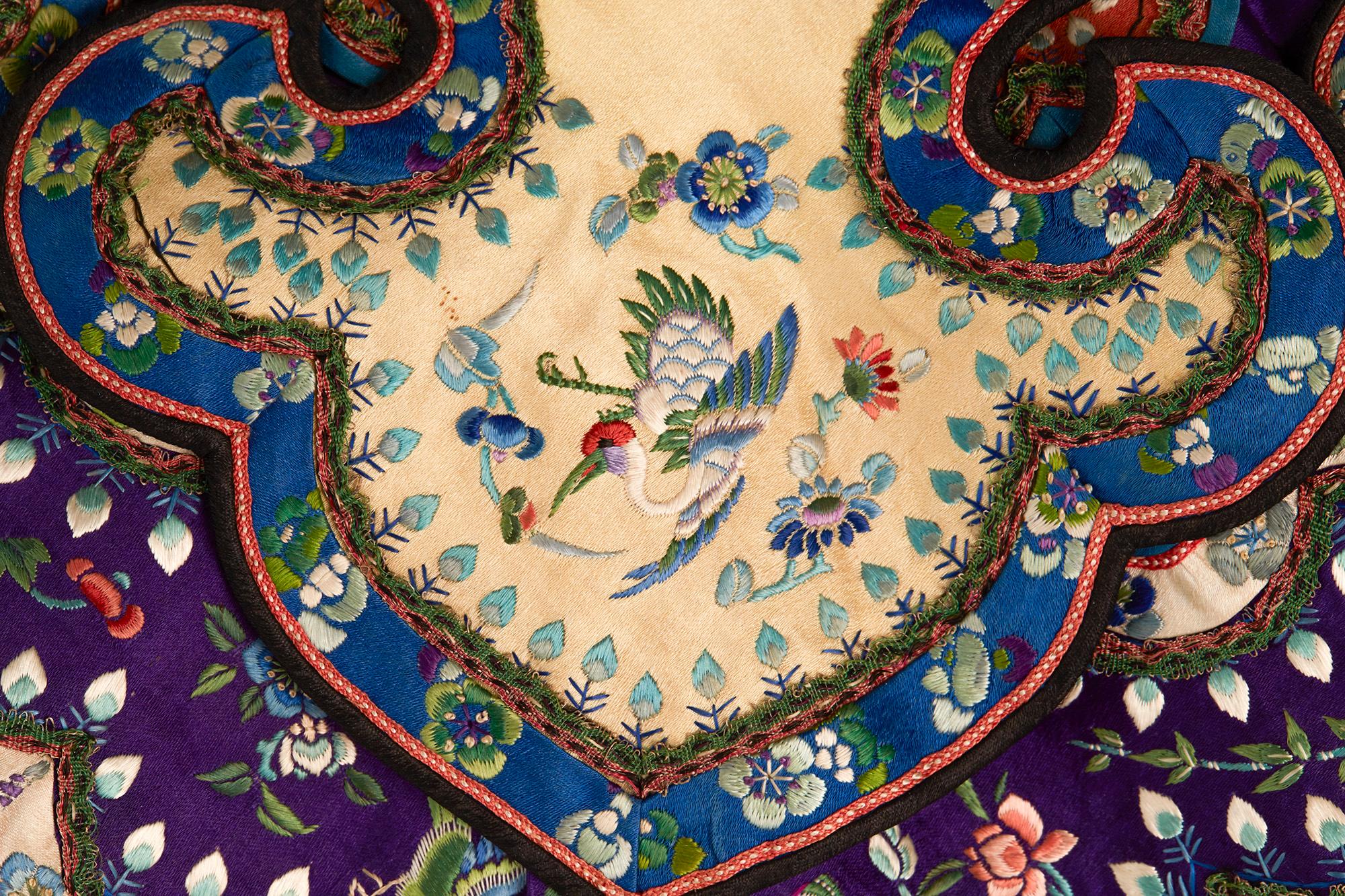 Rare Chinese Yun Jian Embroidered Silk Cloud Collar, circa 1880 For Sale 3