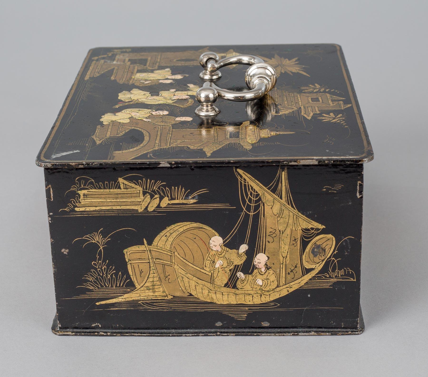 British Rare Chinoiserie Lacquered Strong Box For Sale