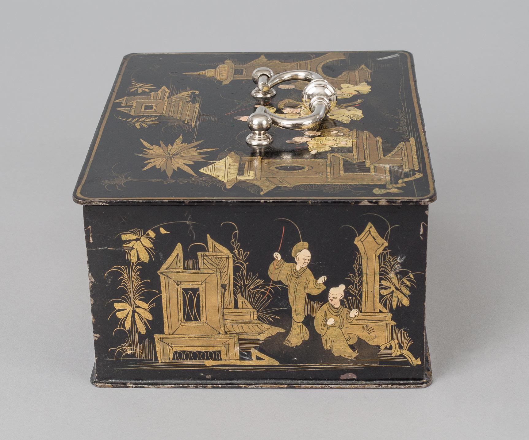 Rare Chinoiserie Lacquered Strong Box In Excellent Condition For Sale In Sheffield, MA