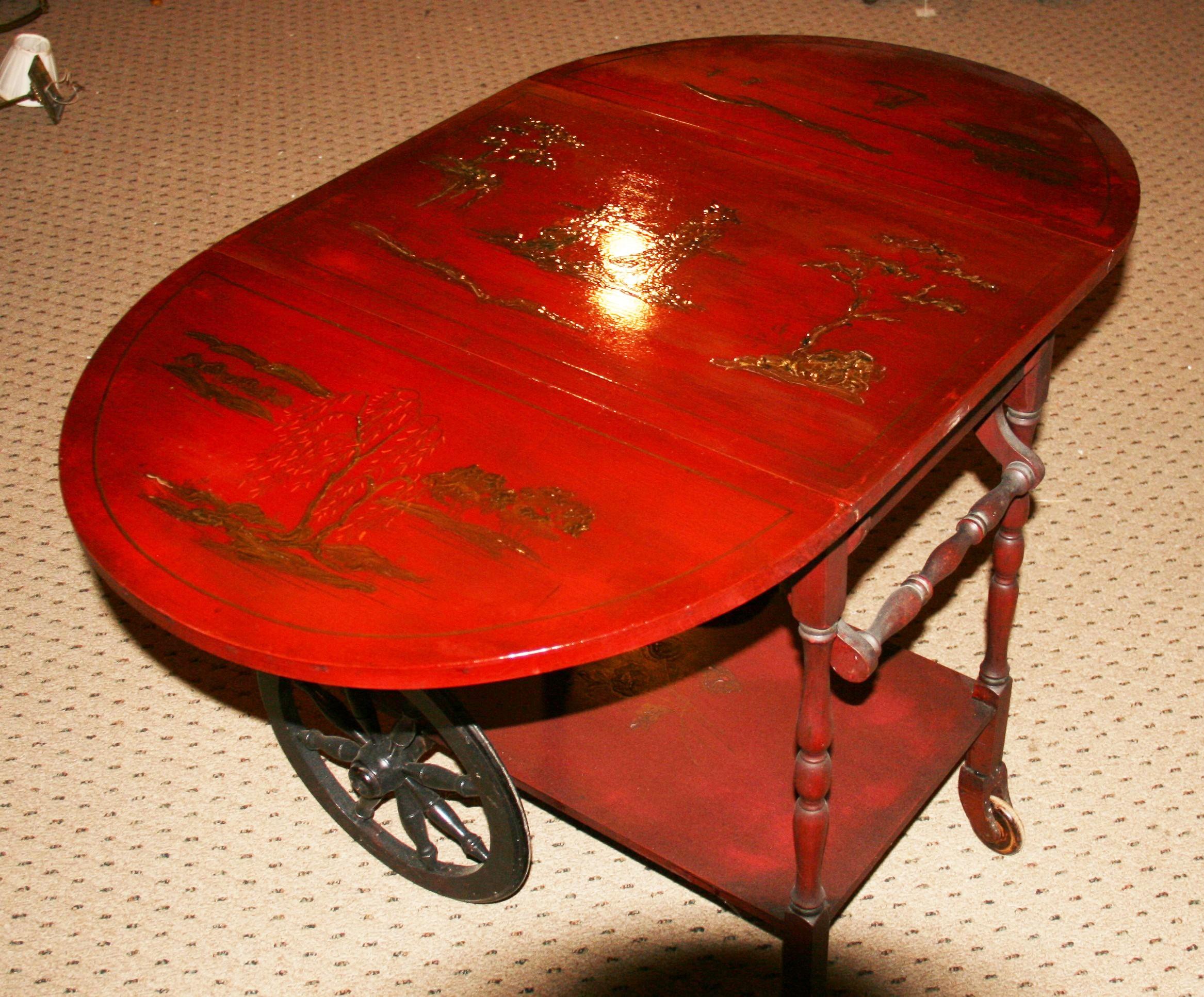Mid-20th Century Rare Chinoiserie Tea Cart For Sale