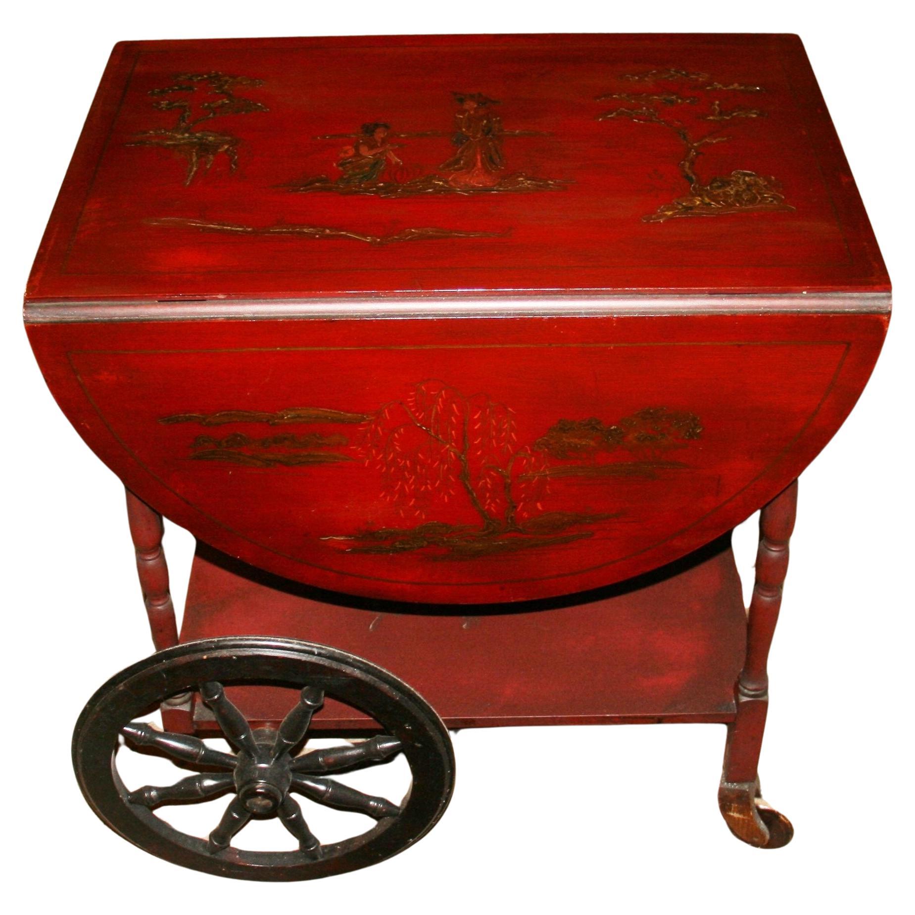 Rare Chinoiserie Tea Cart For Sale