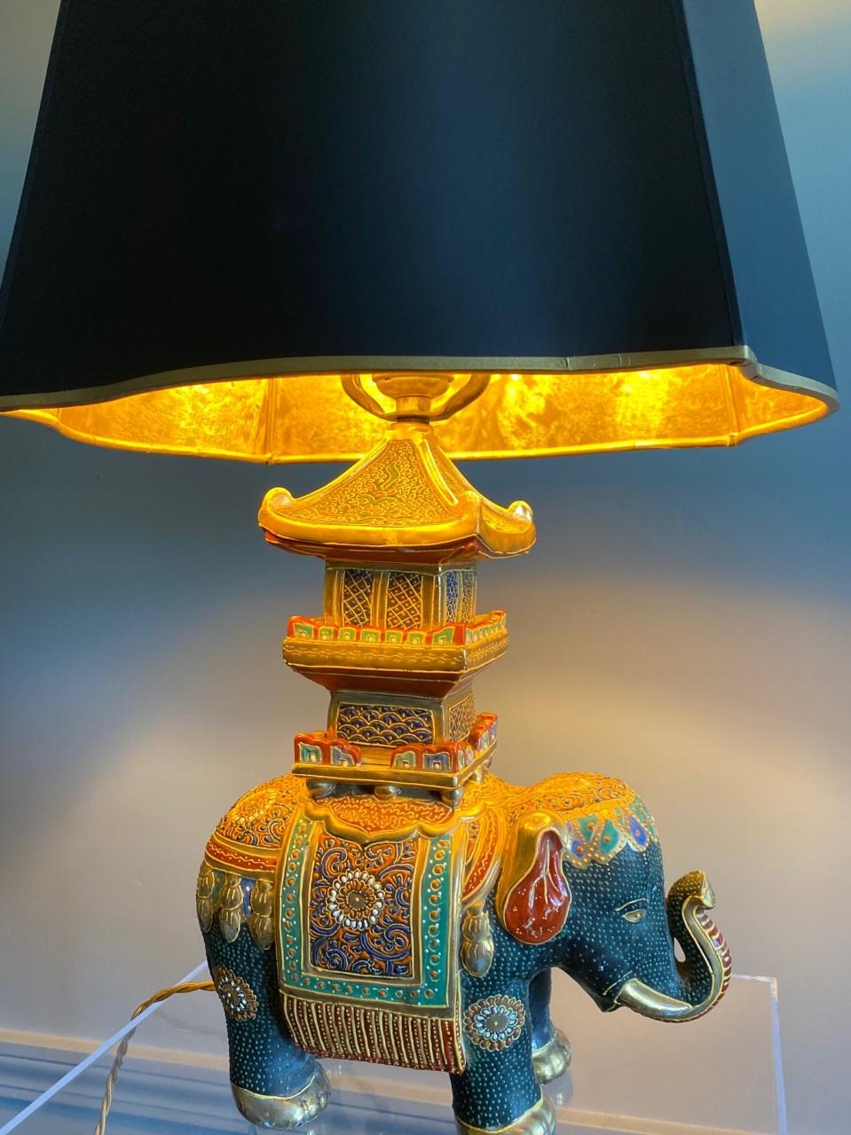 Rare Chinoiserie Vintage Elephant Table Lamp Mid Century 2