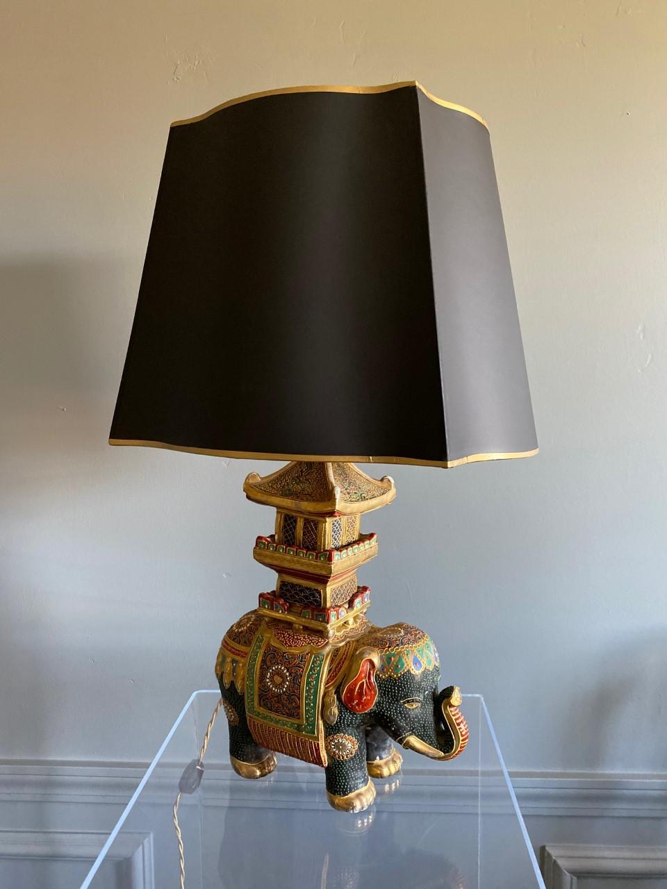 Rare Chinoiserie Vintage Elephant Table Lamp Mid Century 4