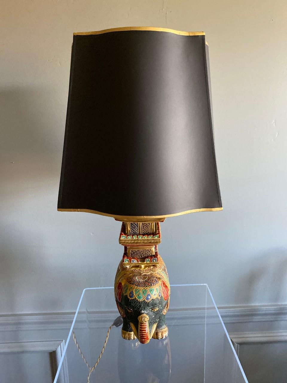 Rare Chinoiserie Vintage Elephant Table Lamp Mid Century 5