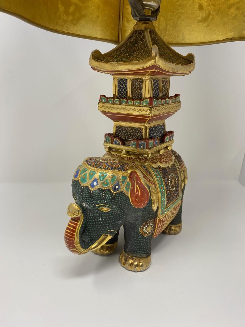 Hand-Crafted Rare Chinoiserie Vintage Elephant Table Lamp Mid Century