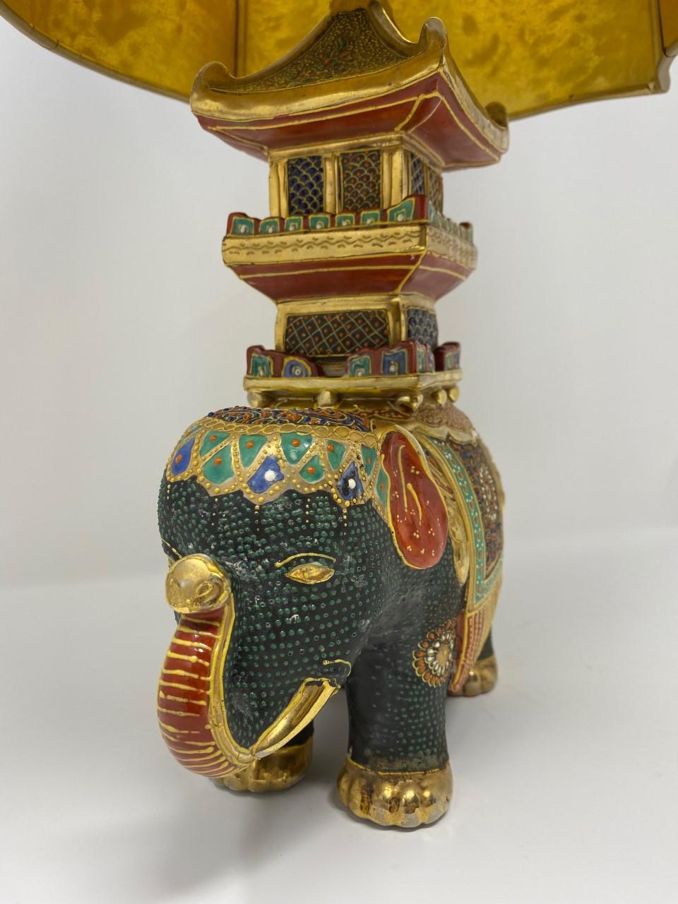 Rare Chinoiserie Vintage Elephant Table Lamp Mid Century In Good Condition In San Diego, CA