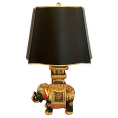 Rare lampe de bureau vintage style chinoiseries avec éléphant, milieu du siècle dernier