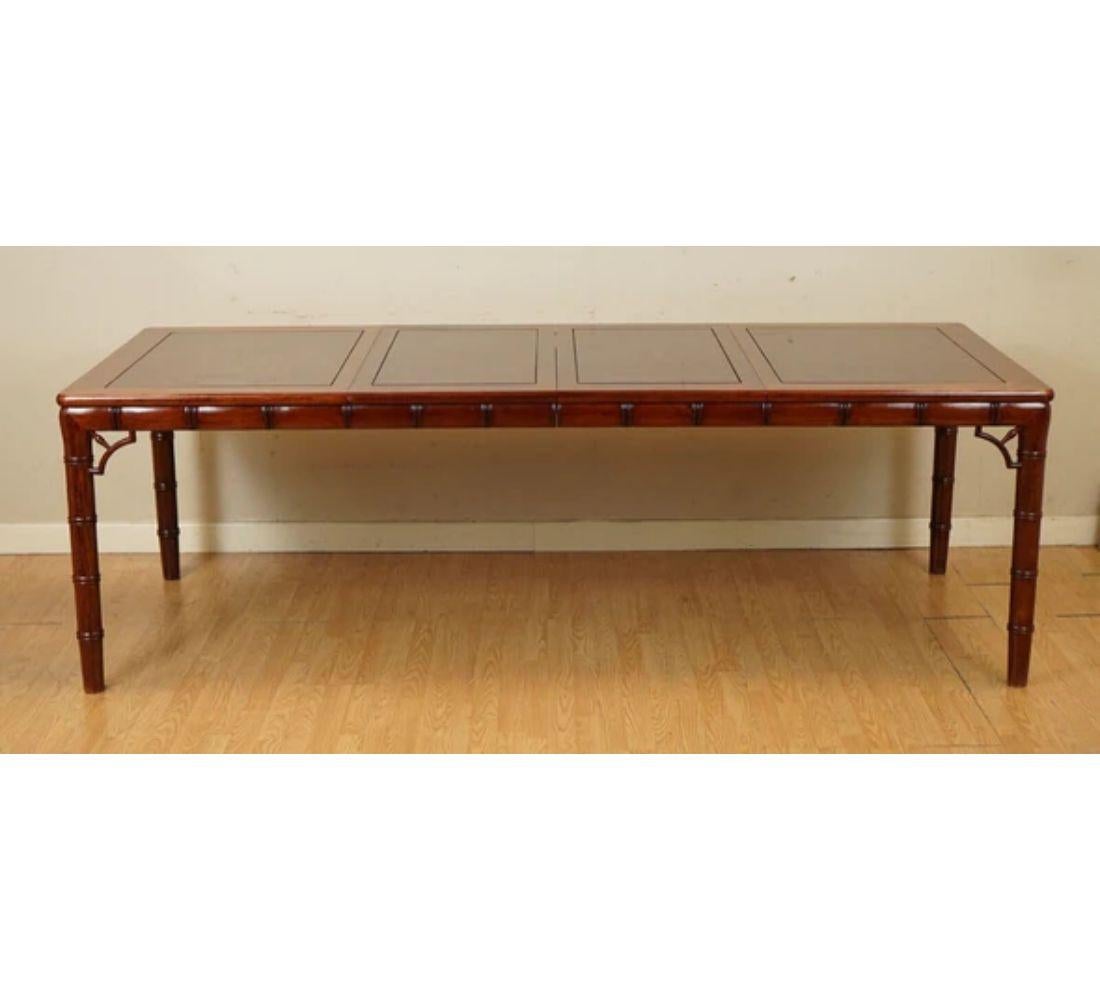 Rare Chippendale Style Faux Bamboo Extendable 8-10 Seater Dinning Table For Sale 1