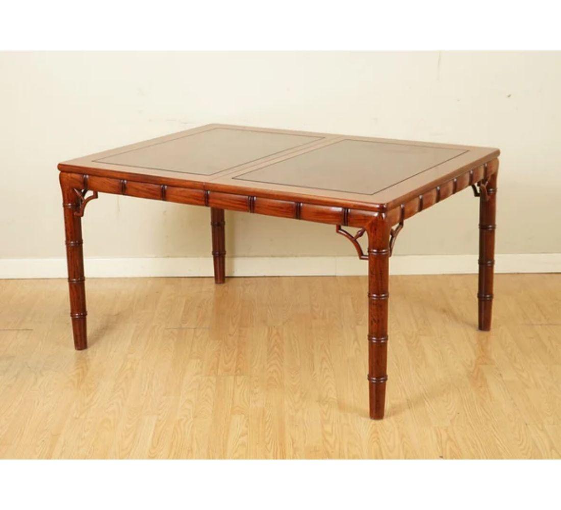 We are delighted to offer for sale this Gorgeous Chippendale Style Faux Bamboo Extendable Dining Table.

 A beautifully well-made and solid dining table, without the extensions, the table can seat six people. With the extensions, the table can