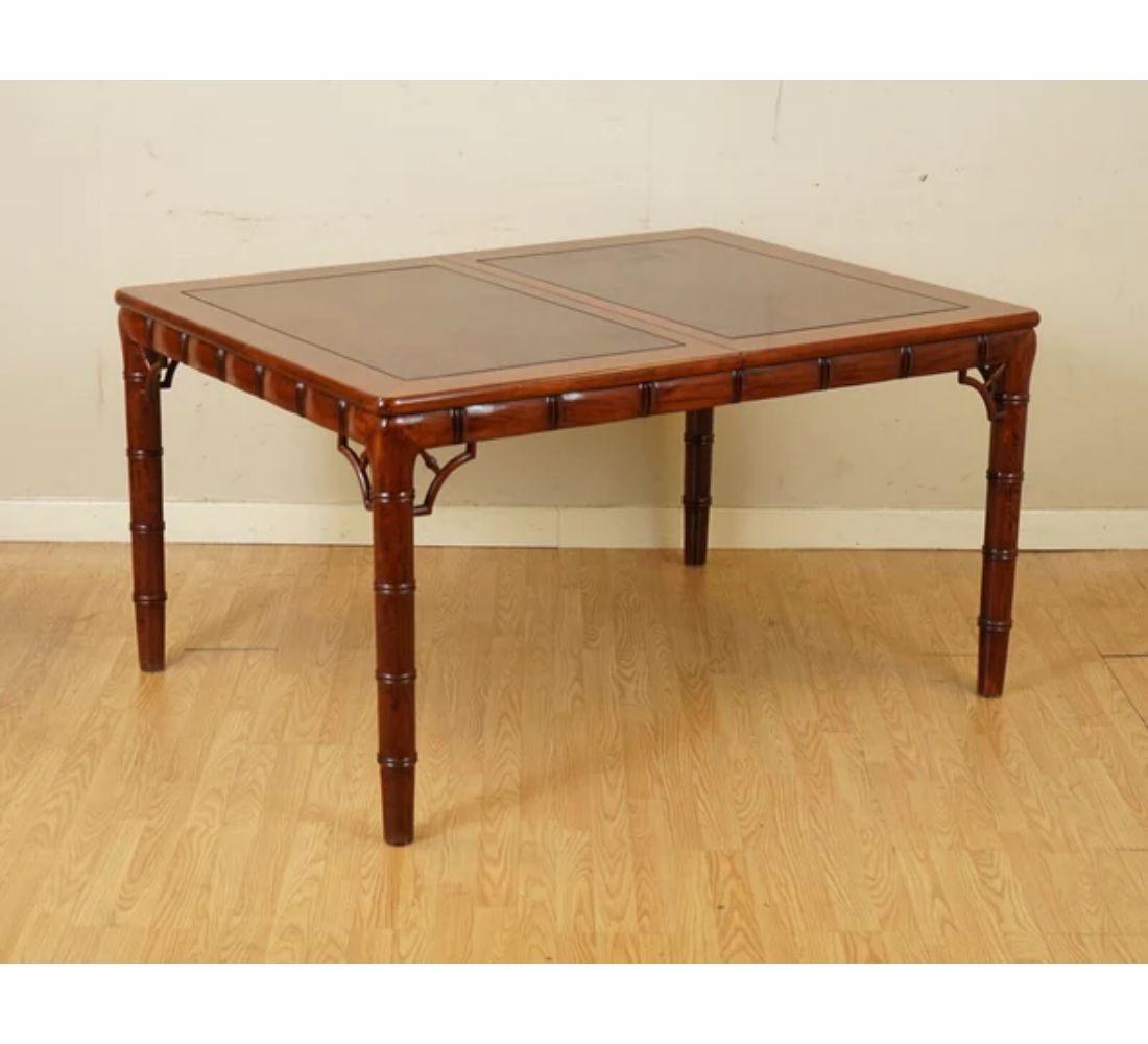Chinese Chippendale Rare Chippendale Style Faux Bamboo Extendable 8-10 Seater Dinning Table For Sale
