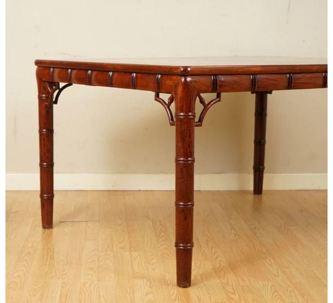 Hand-Crafted Rare Chippendale Style Faux Bamboo Extendable 8-10 Seater Dinning Table For Sale