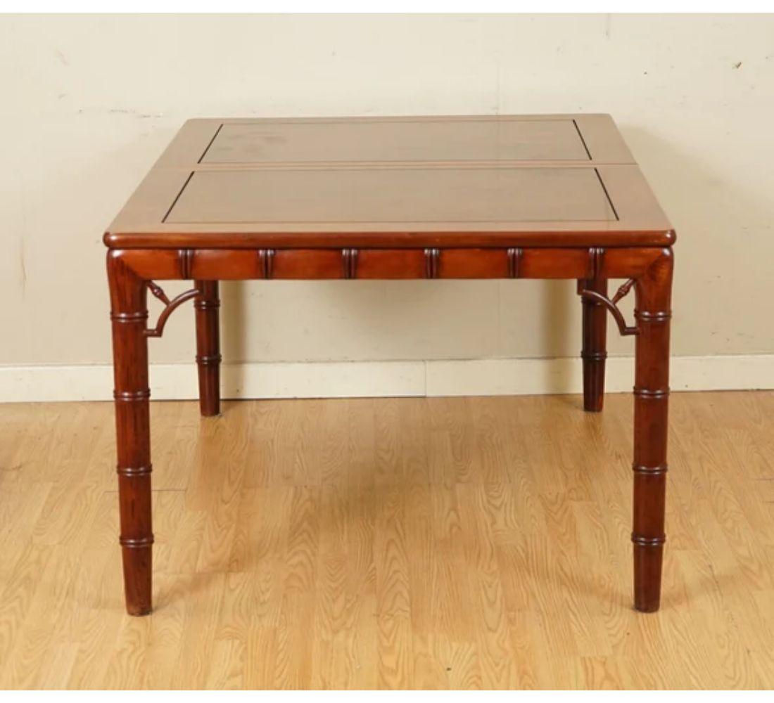 Rare Chippendale Style Faux Bamboo Extendable 8-10 Seater Dinning Table In Good Condition For Sale In Pulborough, GB