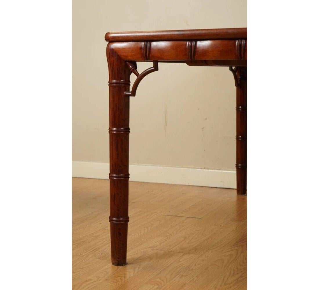 20th Century Rare Chippendale Style Faux Bamboo Extendable 8-10 Seater Dinning Table For Sale