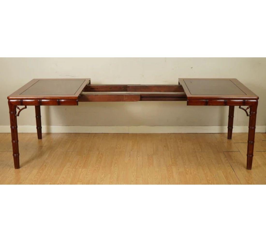 Hardwood Rare Chippendale Style Faux Bamboo Extendable 8-10 Seater Dinning Table For Sale