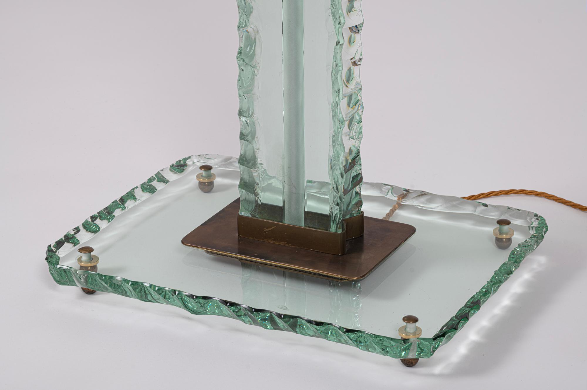 Mid-20th Century Rare Chiseled Glass Floor Lamp by Pietro Chiesa for Fontana Arte, Italy, c.1935 For Sale
