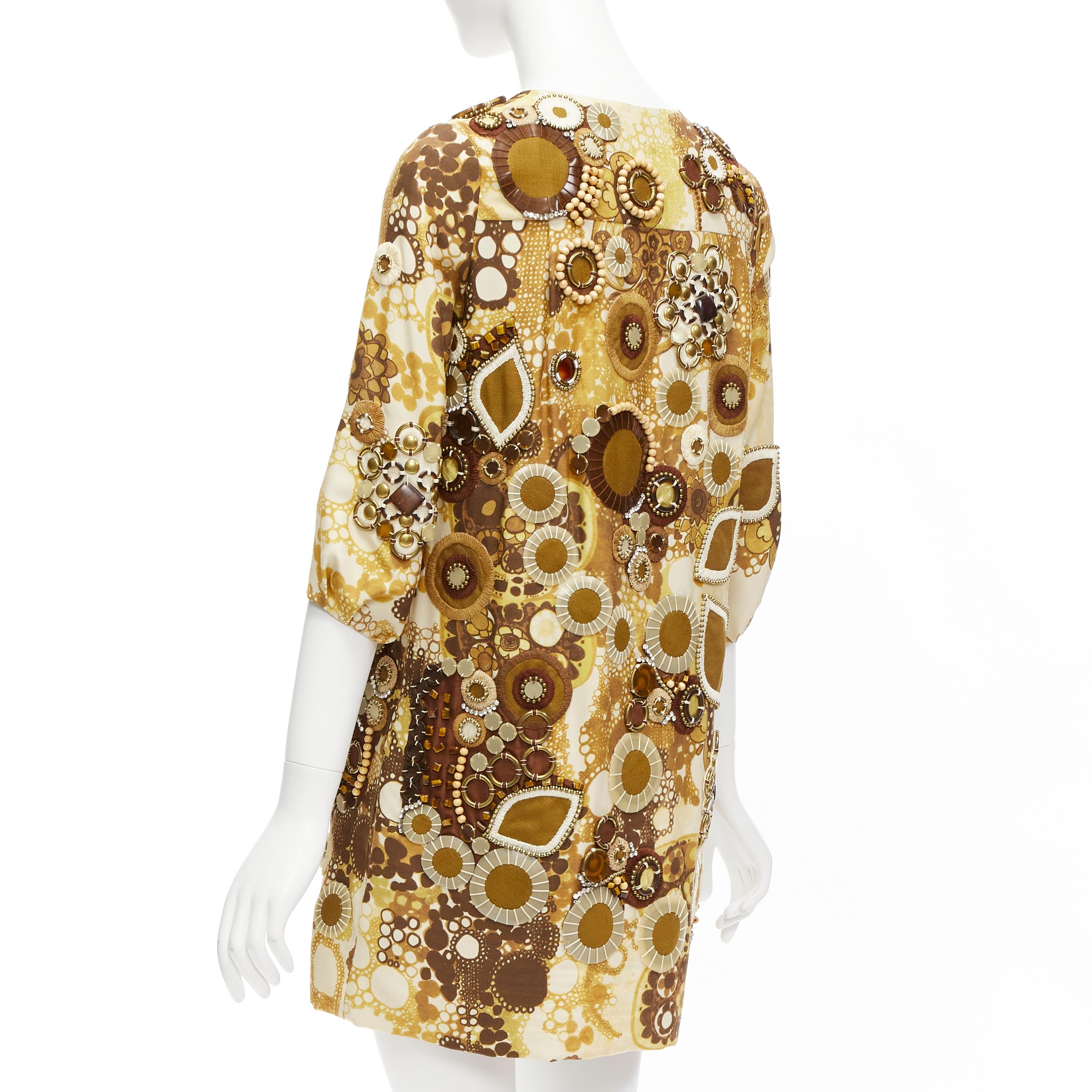 rare CHLOE 2007 Runway Phoebe Philo Ficelle floral embellished shift dress FR34 For Sale 1