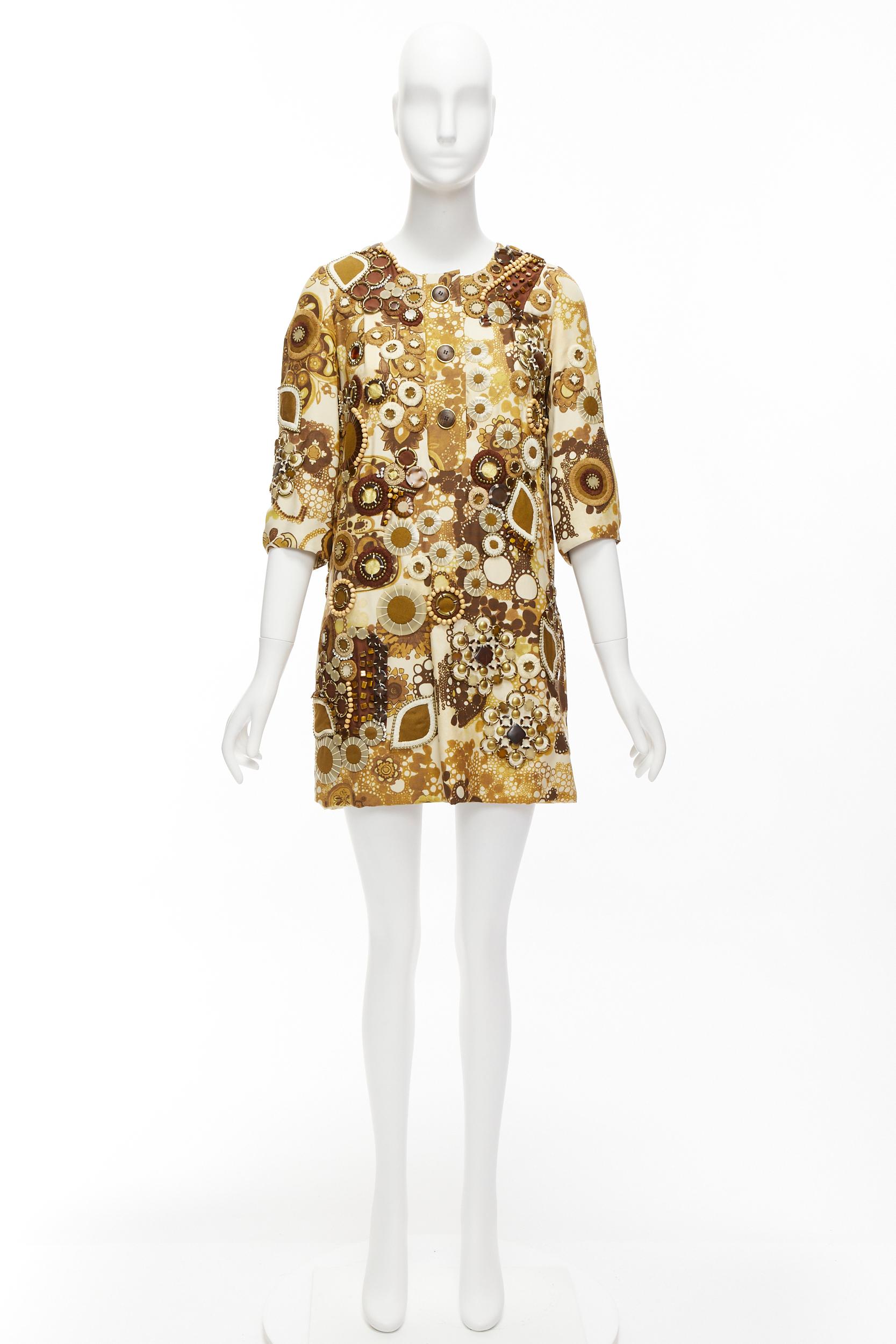 rare CHLOE 2007 Runway Phoebe Philo Ficelle floral embellished shift dress FR34 For Sale 4