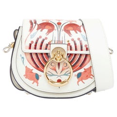 rare CHLOE 2019 Tess SMall Lunar New Year pig print white leather shoulder bag