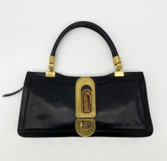 RARE Chloe Vintage Brown Leather Amber Jeweled Top Handle Bag c2000s