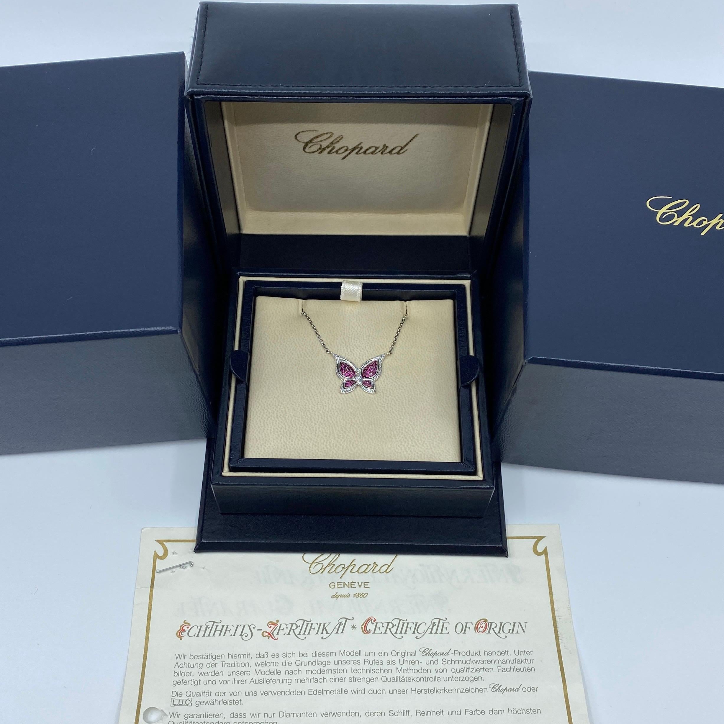 Rare Chopard Butterfly Ruby & Diamond 18k White Gold Pendant Necklace With COA 4