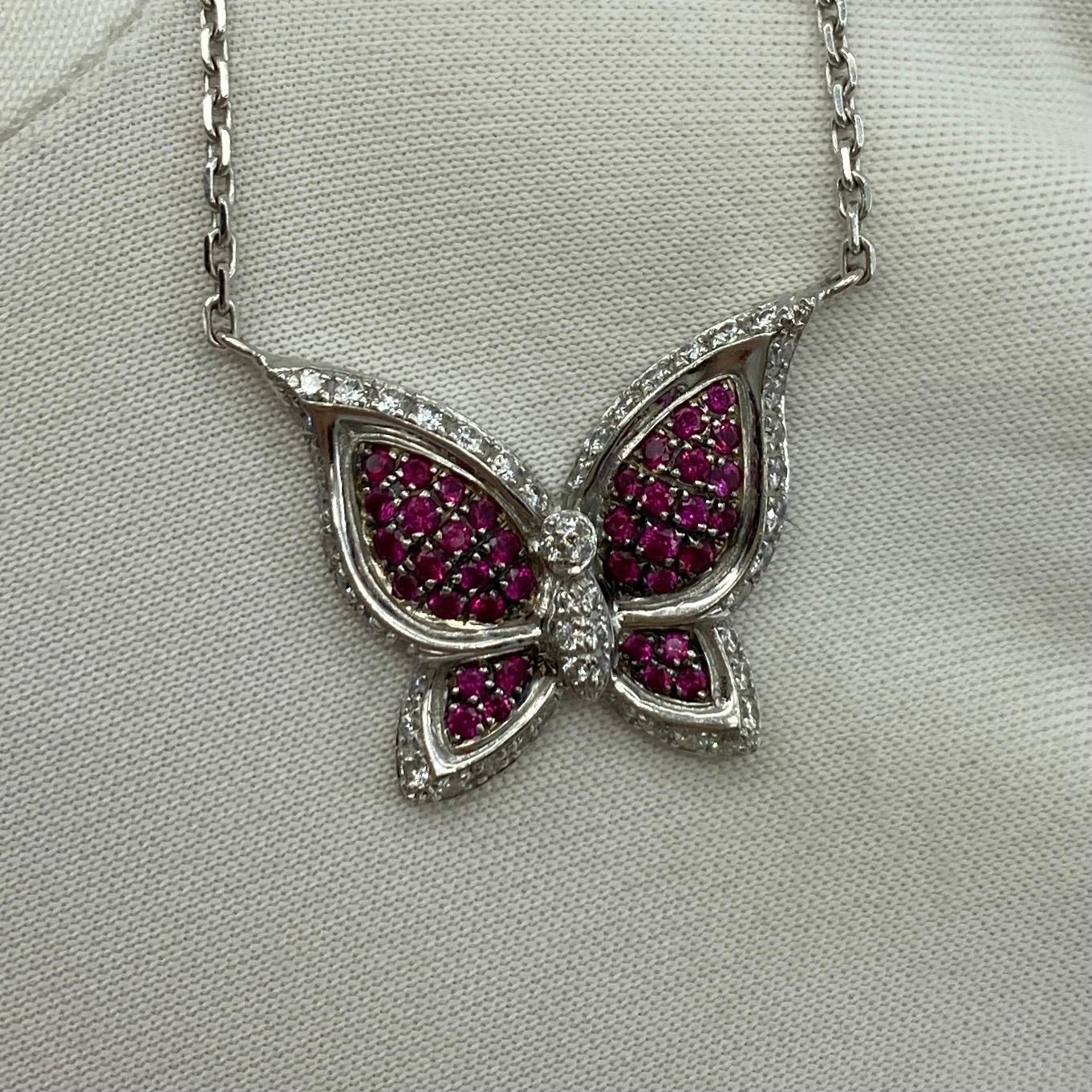 Rare Chopard Butterfly Ruby & Diamond 18k White Gold Pendant Necklace With COA 5