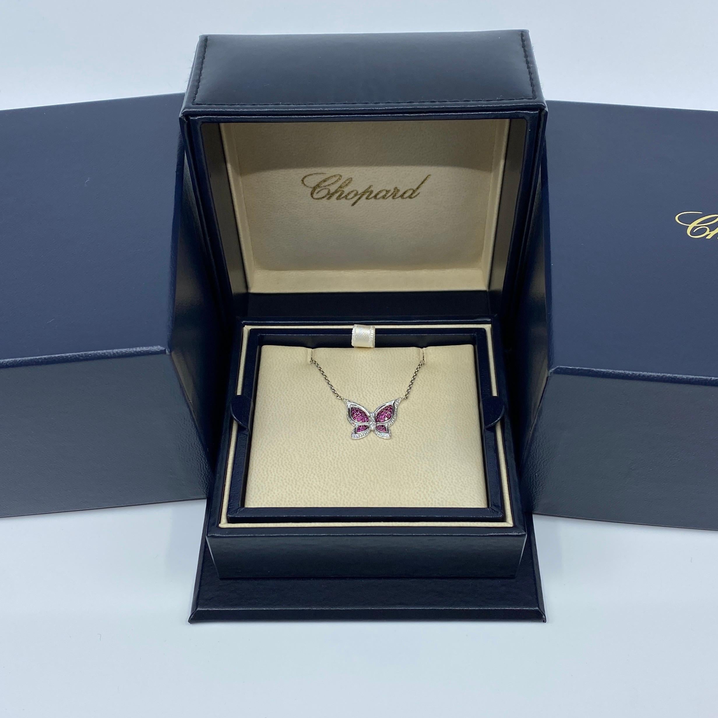 Rare Chopard Butterfly Ruby & Diamond 18k White Gold Pendant Necklace With COA 6