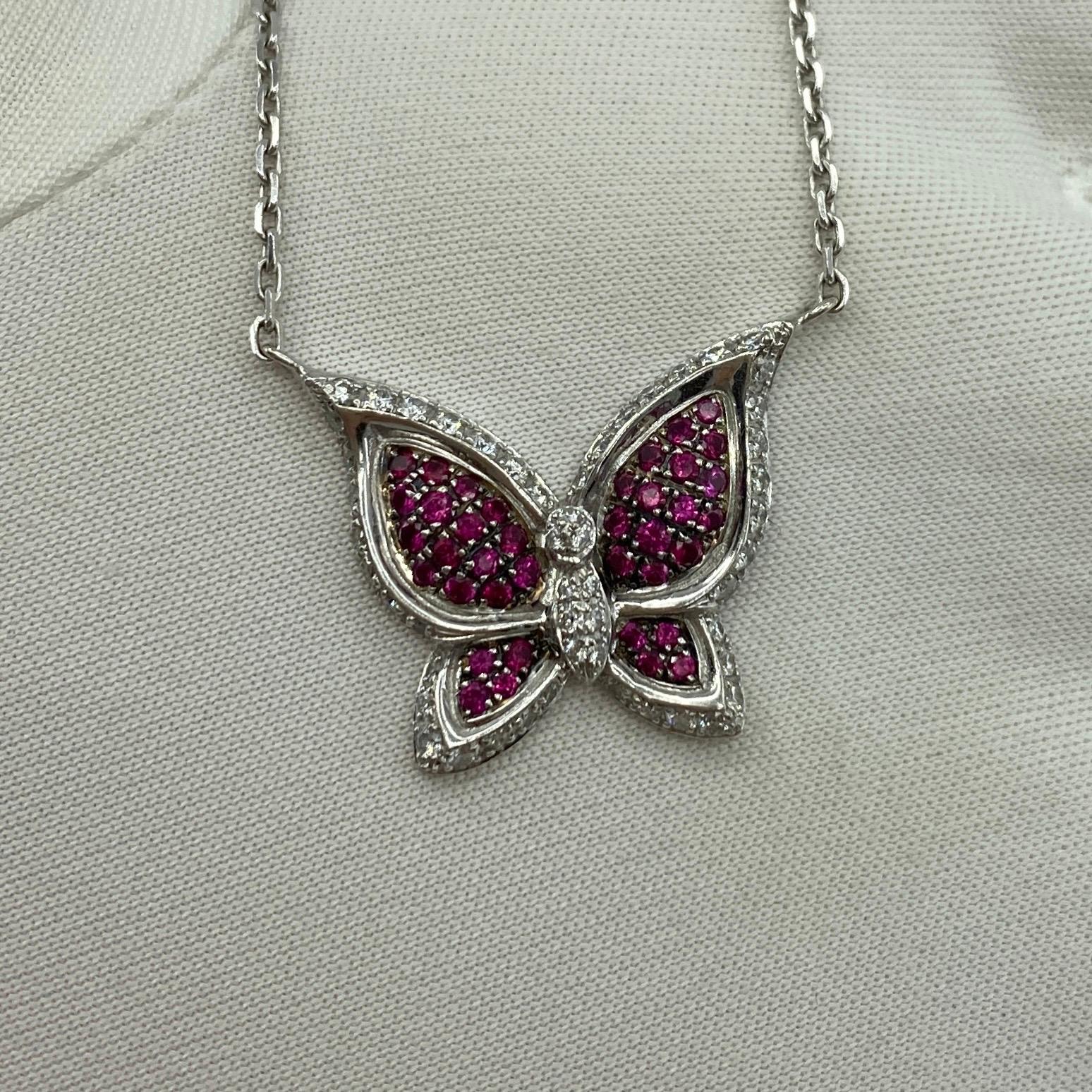 Rare Chopard Butterfly Ruby & Diamond 18k White Gold Pendant Necklace With COA 7