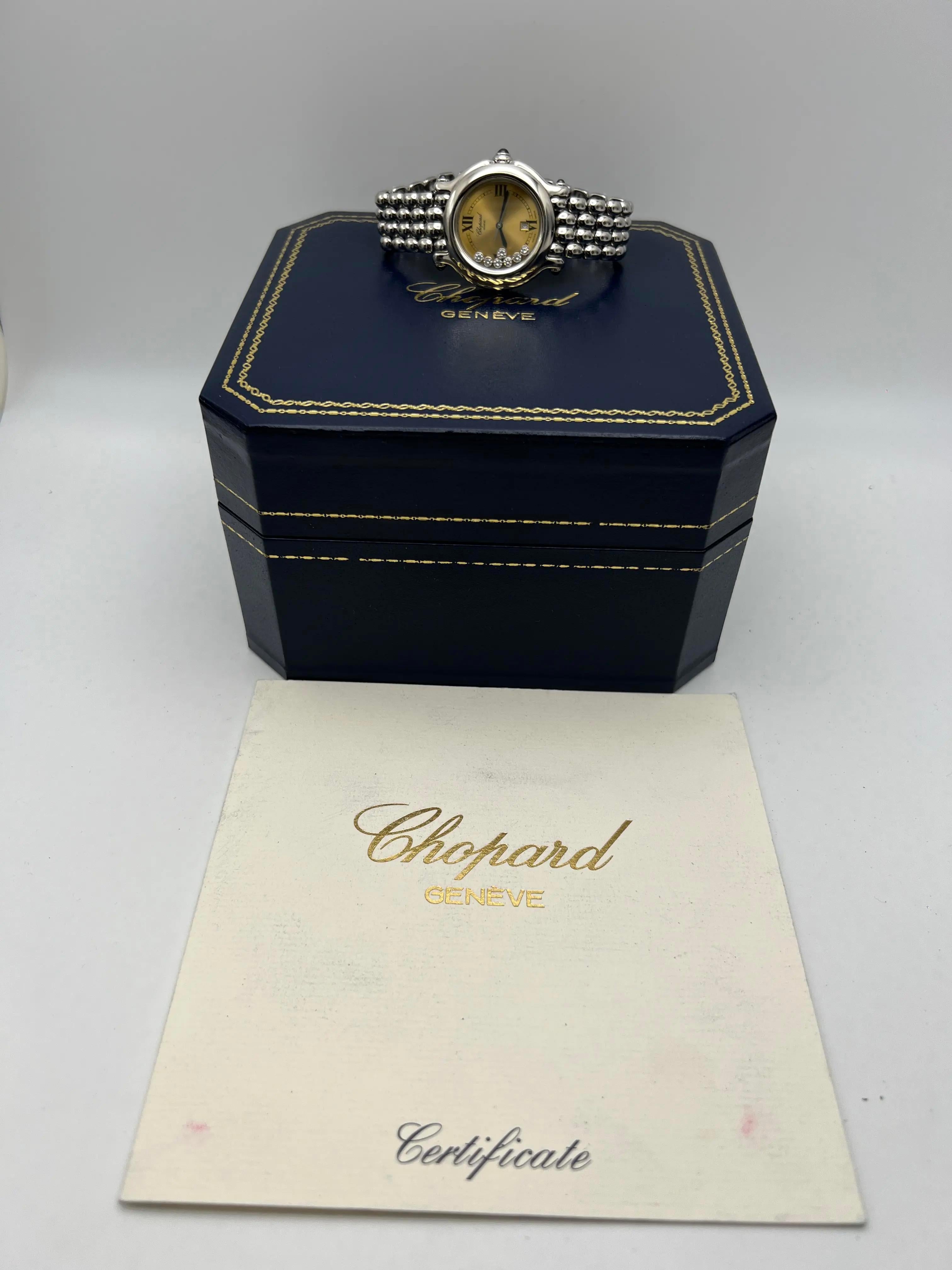 Seltene Chopard Happy Sport 32mm 7 Diamant Champagner Zifferblatt Box Set 27/8236-23 Damen im Angebot
