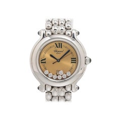 Rare Chopard Happy Sport 32mm 7 Diamond Champagne Dial Box Set 27/8236-23