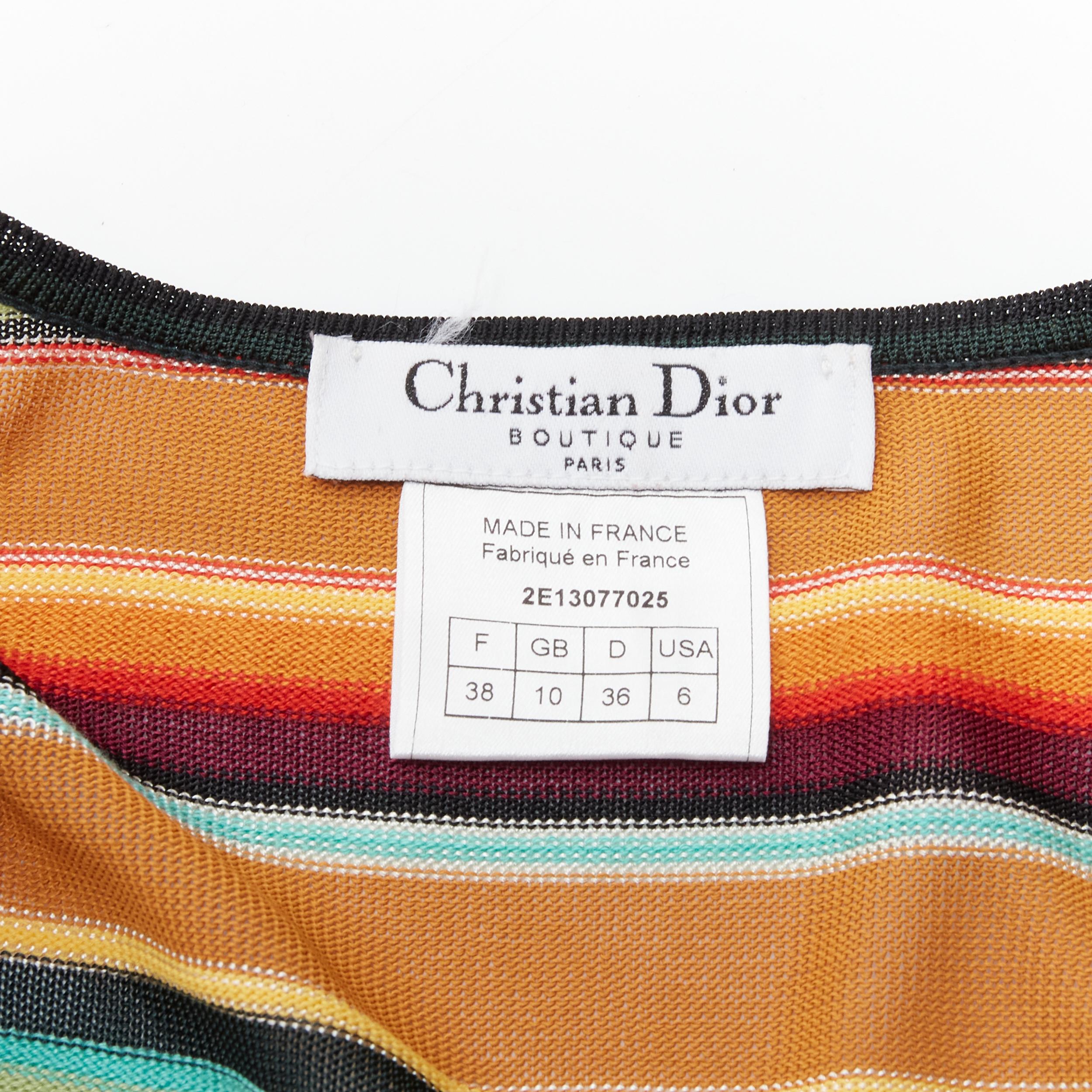 CHRISTIAN DIOR - Cardigan rayé à panneaux transparents style aztèque, taille FR 38, 2001 6