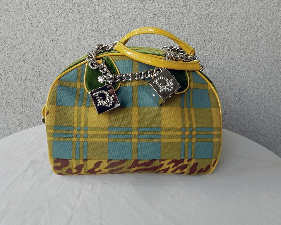 Rare sac à main Christian Dior 2004 Gambler Dice Bowler Style  Taille LG en vente 1