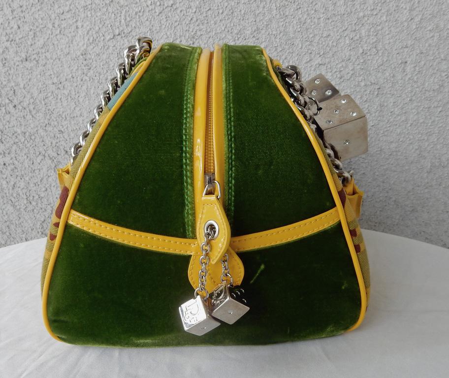 Rare sac à main Christian Dior 2004 Gambler Dice Bowler Style  Taille LG en vente 3
