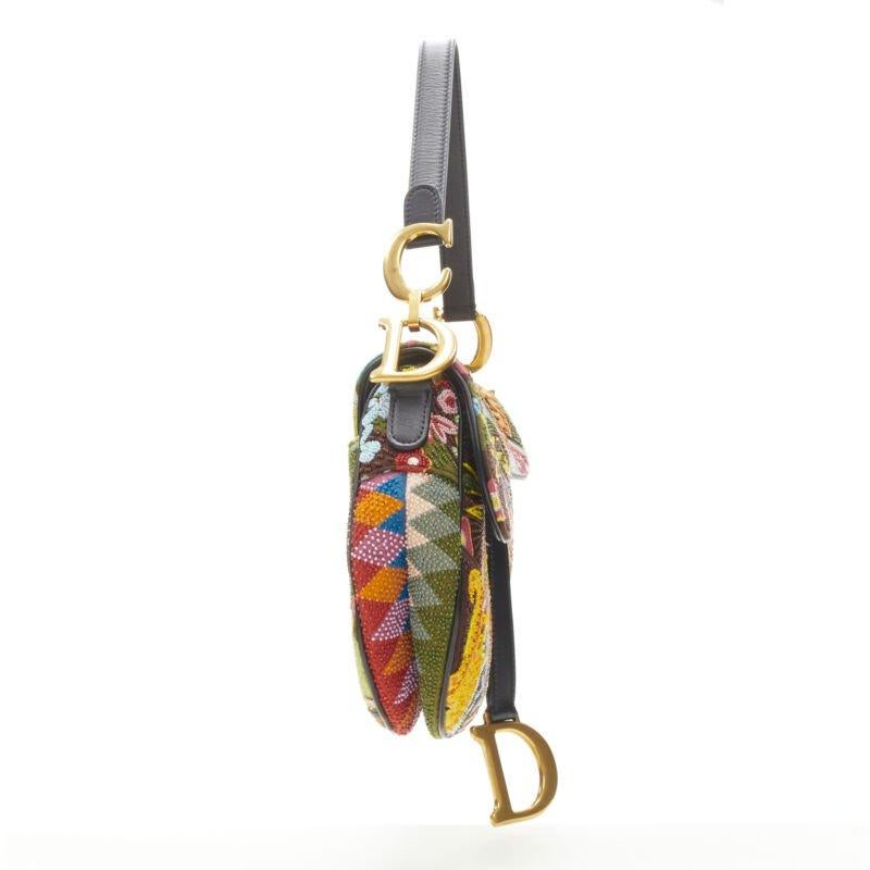 Women's rare CHRISTIAN DIOR 2018 Saddle multi bead embellished shoulder bag