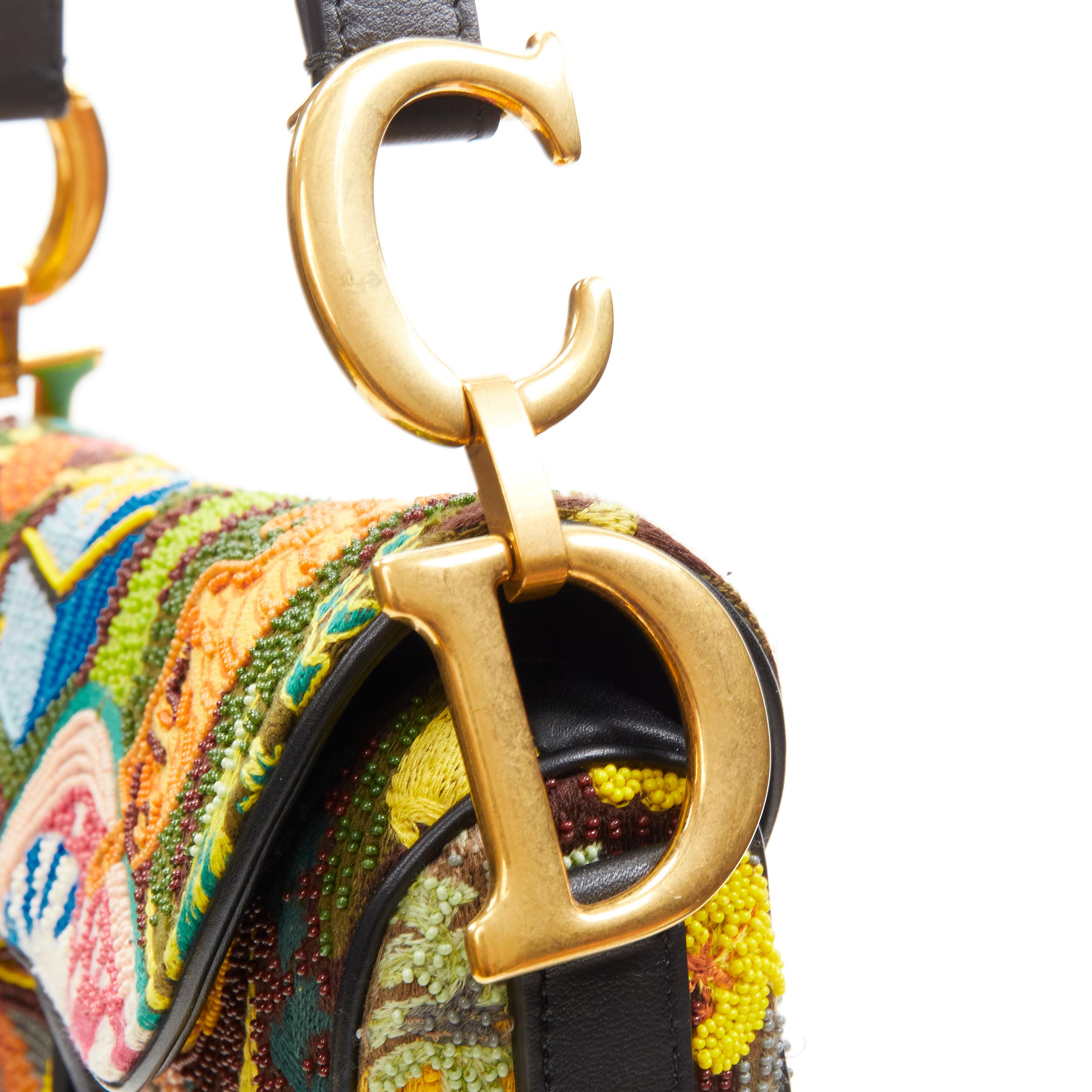 rare CHRISTIAN DIOR 2018 Saddle multi bead embellished shoulder bag For Sale 1