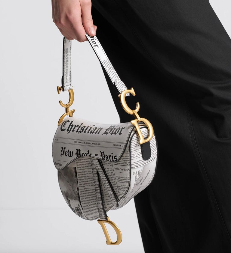 Rare Christian Dior 2024 Newspaper Print White Black Calfskin Saddle Bag For Sale at 1stDibs dior saddle bag newspaper dior newspaper saddle bag 2024 dior saddle newspaper