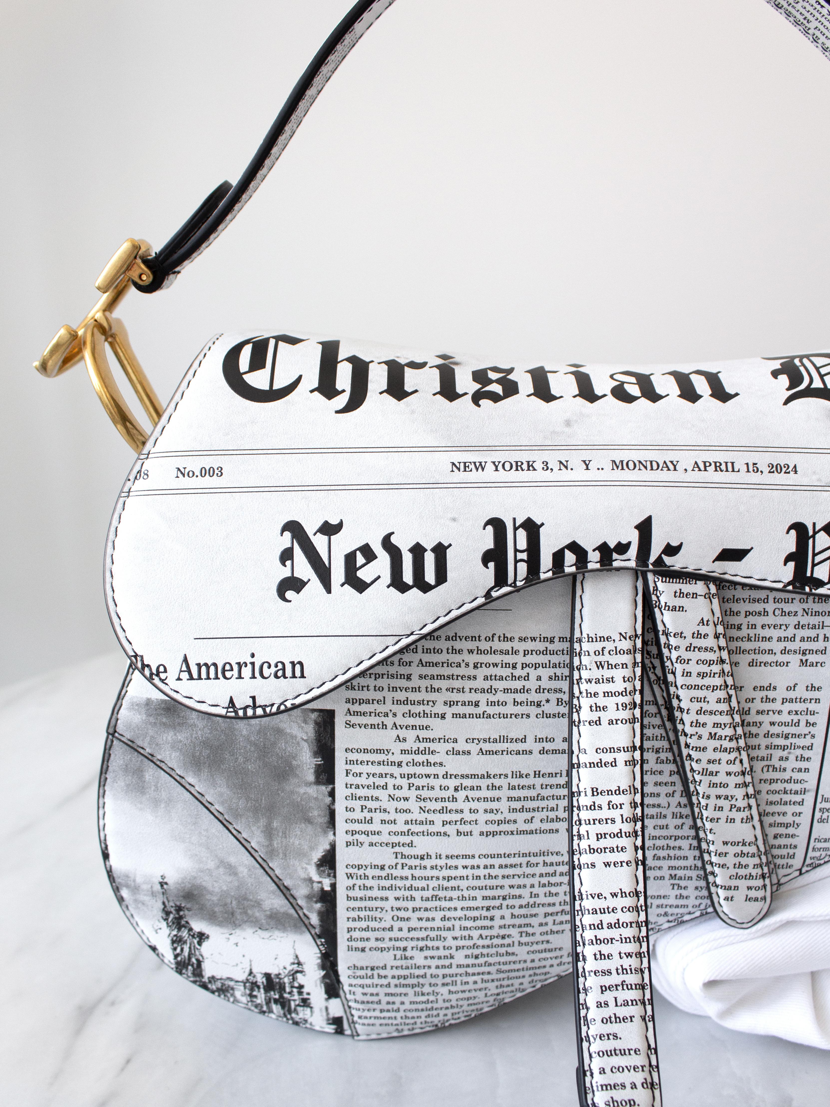 Rare Christian Dior 2024 Newspaper Print White Black Calfskin Saddle Bag For Sale at 1stDibs dior saddle bag newspaper dior newspaper saddle bag 2024 dior saddle newspaper