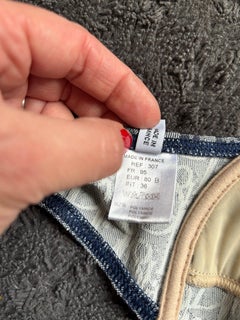 Rare Christian Dior Blue oblique Monogram Halter bikini top with Gold CD clasp