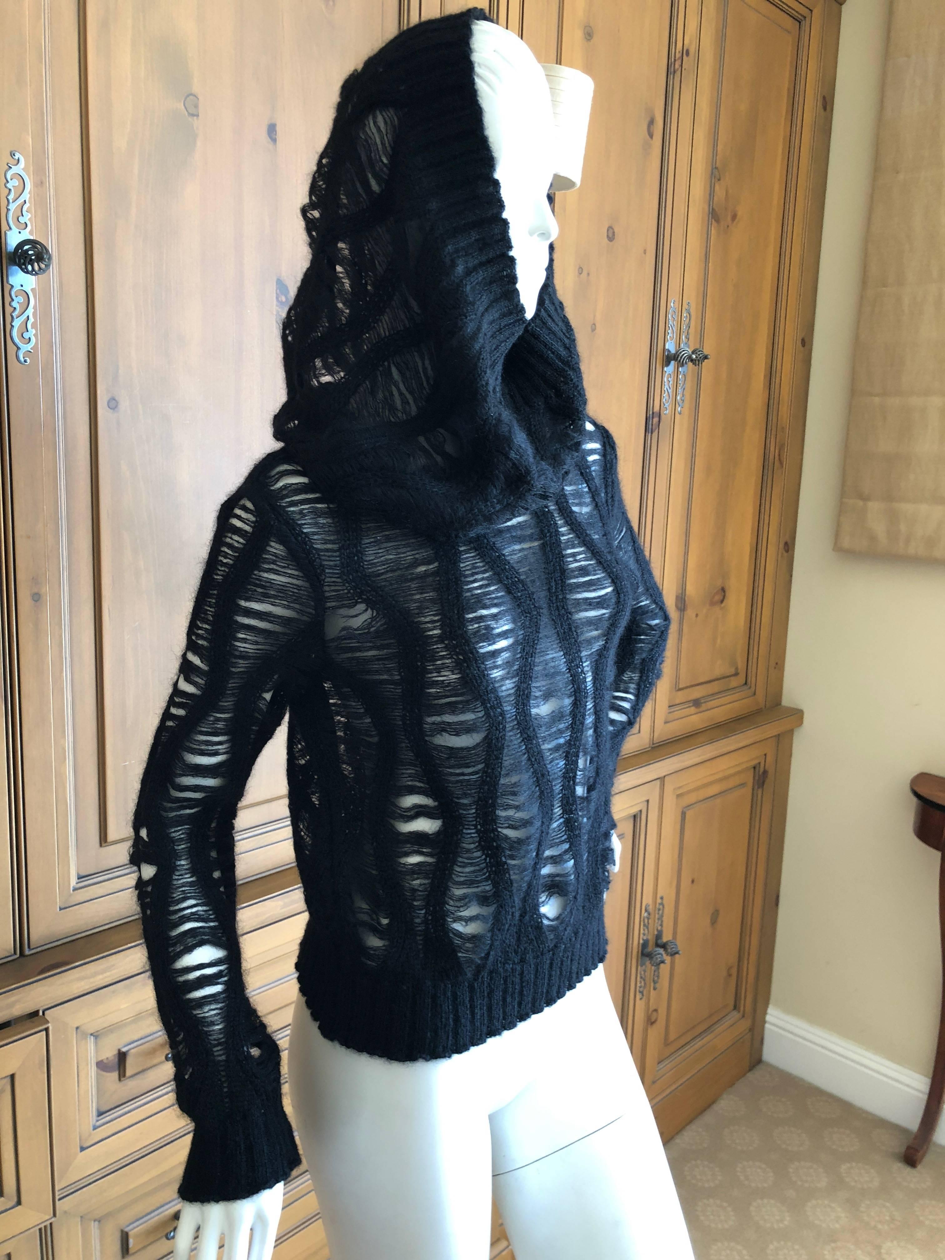 Christian Dior by John Galliano Black Mohair Open Weave Cowl Neck Sweater  In Good Condition For Sale In Cloverdale, CA