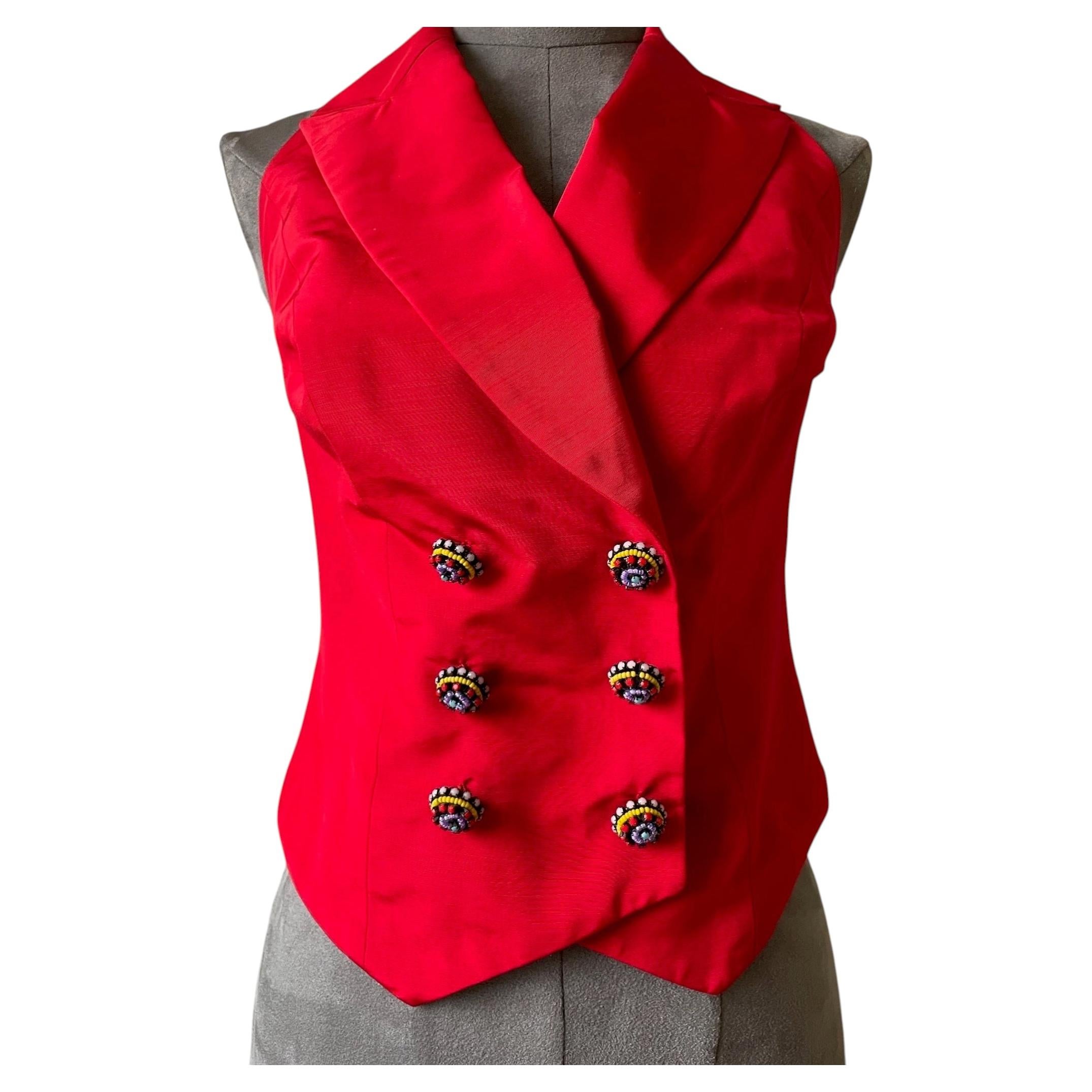 Rare Christian Dior by Galliano Red Corset Bustier Vest – Vintage Runway Piece For Sale