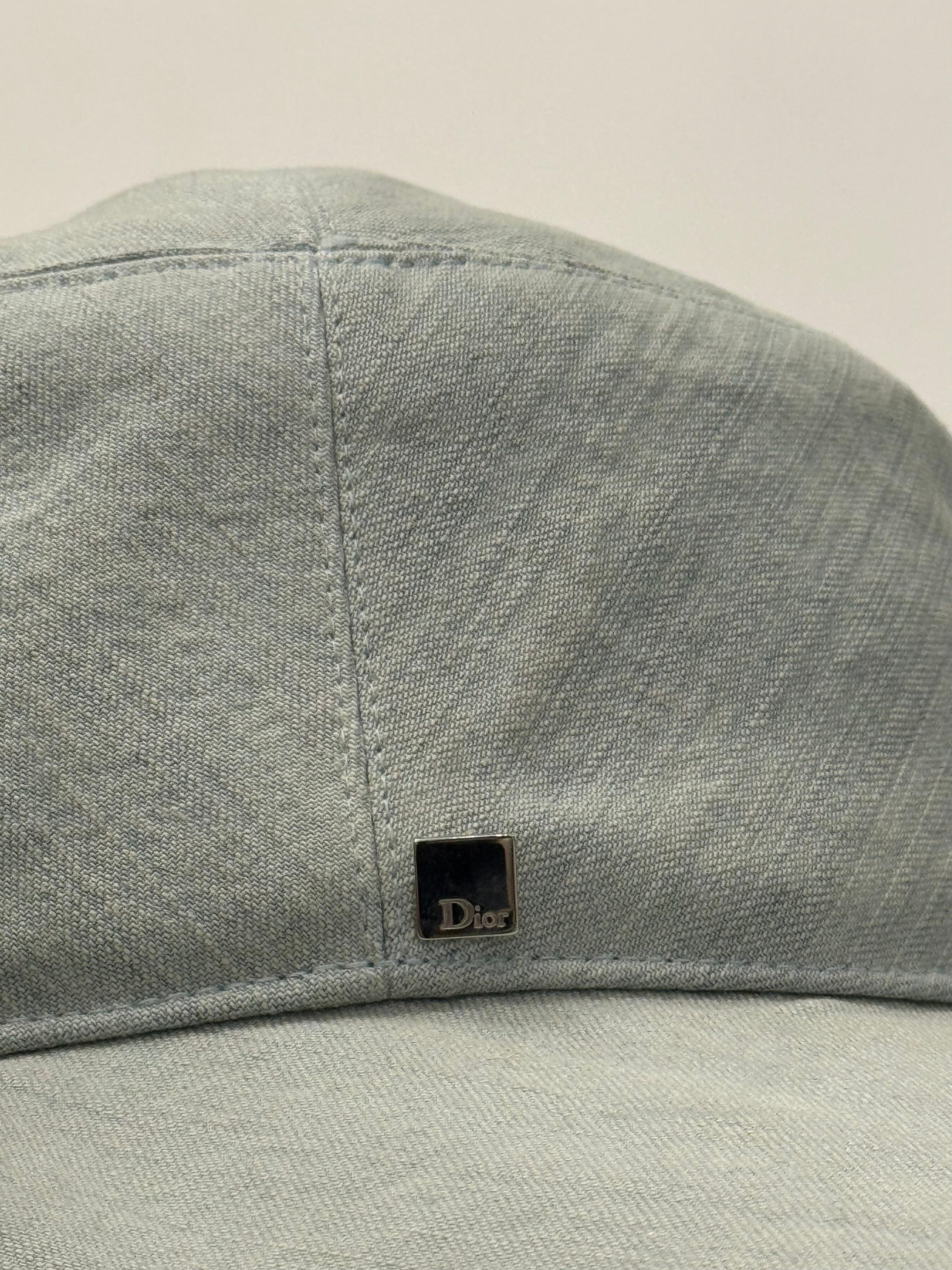 Rare Christian Dior by Galliano S/S 2005 runway denim flowers embroidery hat im Angebot 8