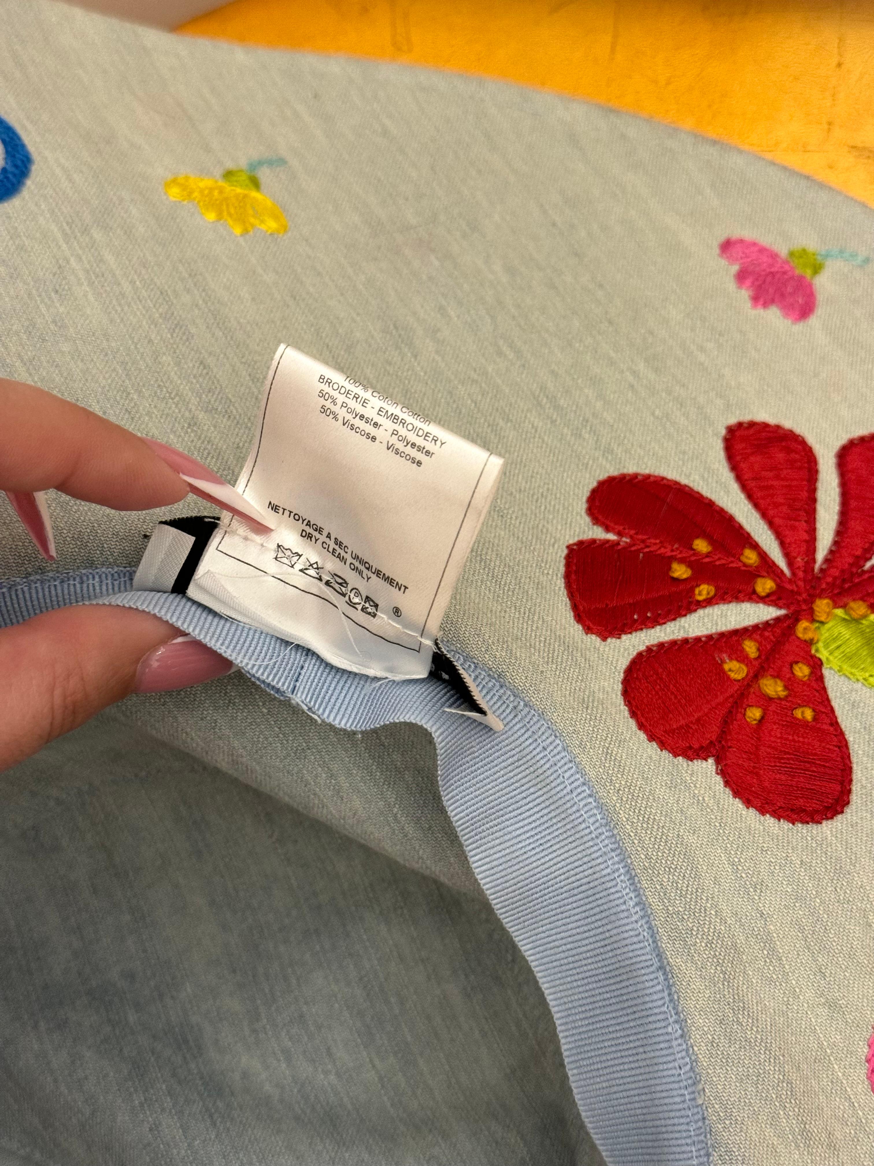 Rare Christian Dior by Galliano S/S 2005 runway denim flowers embroidery hat im Angebot 15