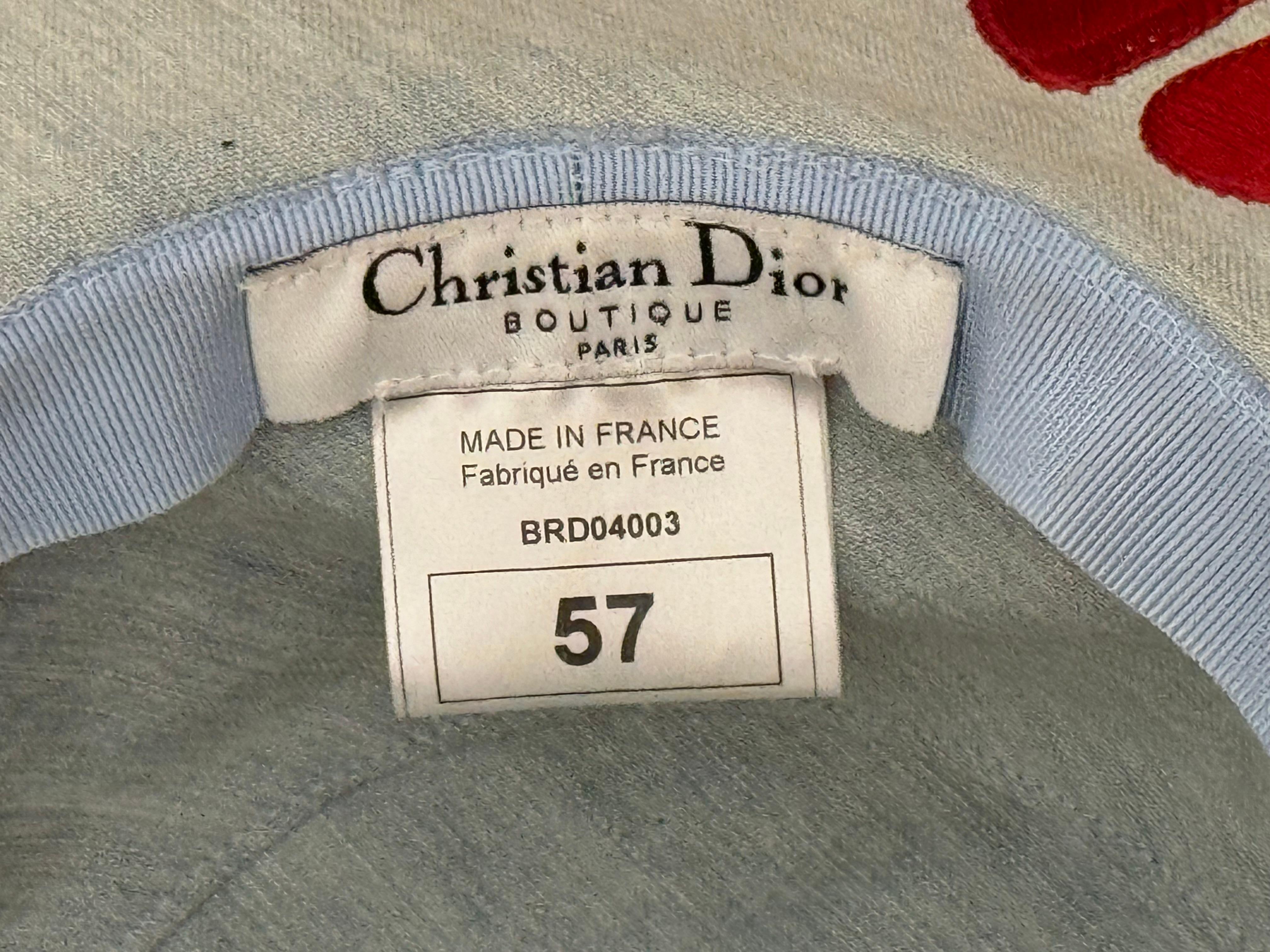 Rare Christian Dior by Galliano S/S 2005 runway denim flowers embroidery hat im Angebot 2