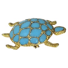 Rare broche Christian Dior by Henkel & Grosse 1967 Turquoise Tortue émaillée