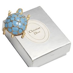 Rare broche Christian Dior by Henkel & Grosse 1967 Turquoise Tortue émaillée
