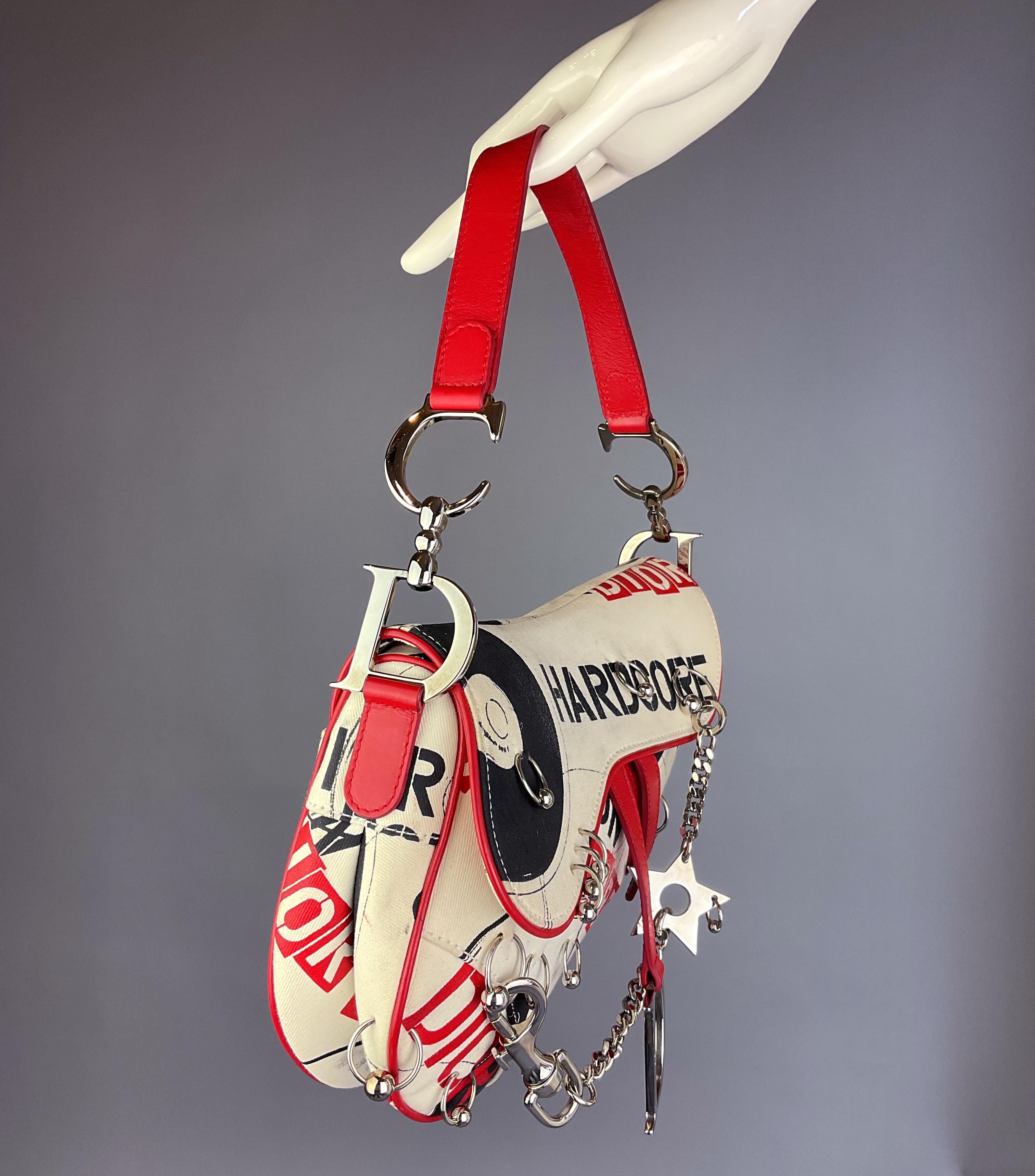 Beige Rare Christian Dior by John Galliano 2004 Piercing Hardcore Saddle Bag