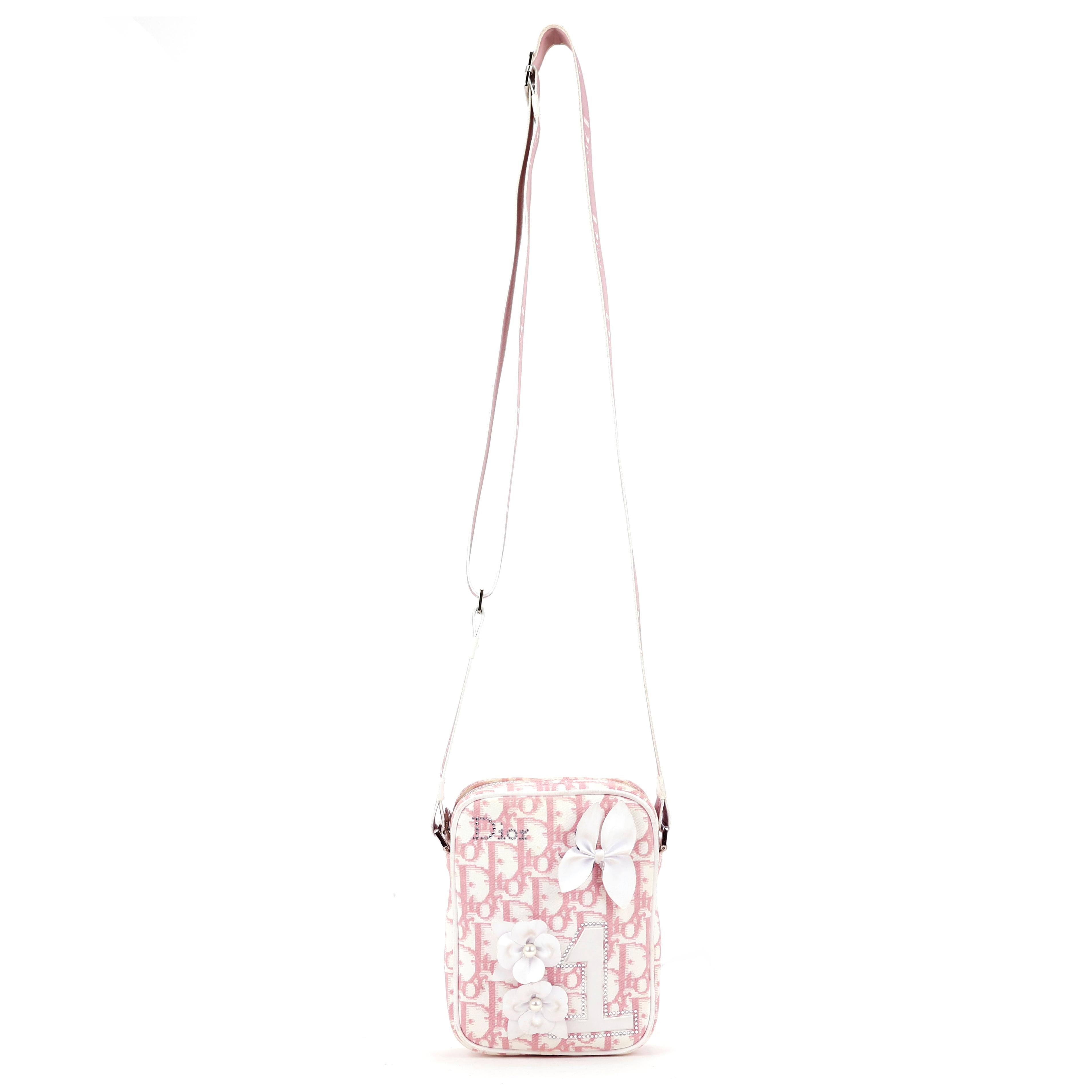 RARO Bolso cruzado monograma rosa Christian Dior by John Galliano Diorissimo Beige en venta