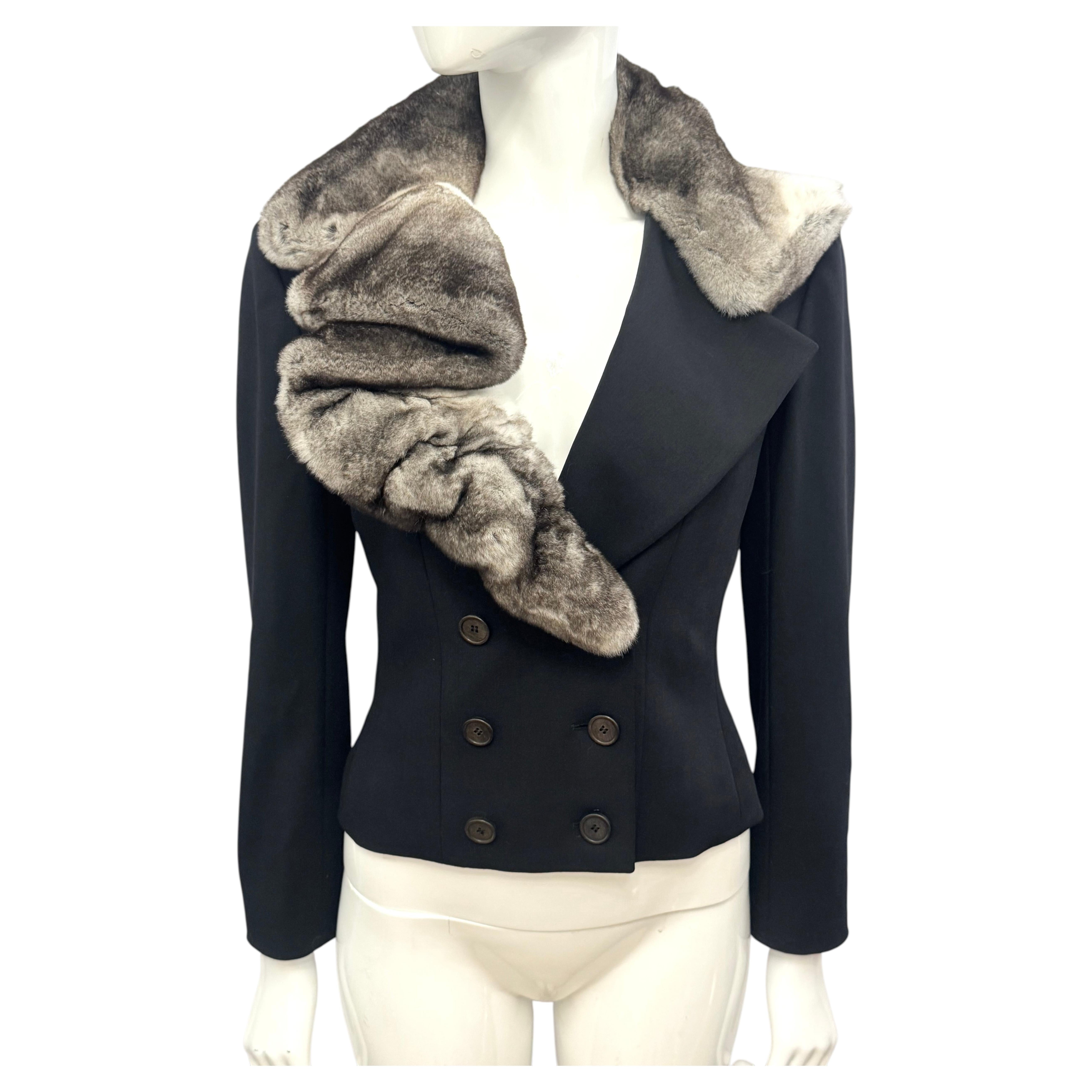 Rare Christian Dior by John Galliano F/W 2001 Orylag fur trimmed jacket