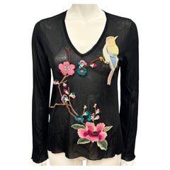 Rare Christian Dior by John Galliano F/W 2003 Cherry Blossom embroidery top
