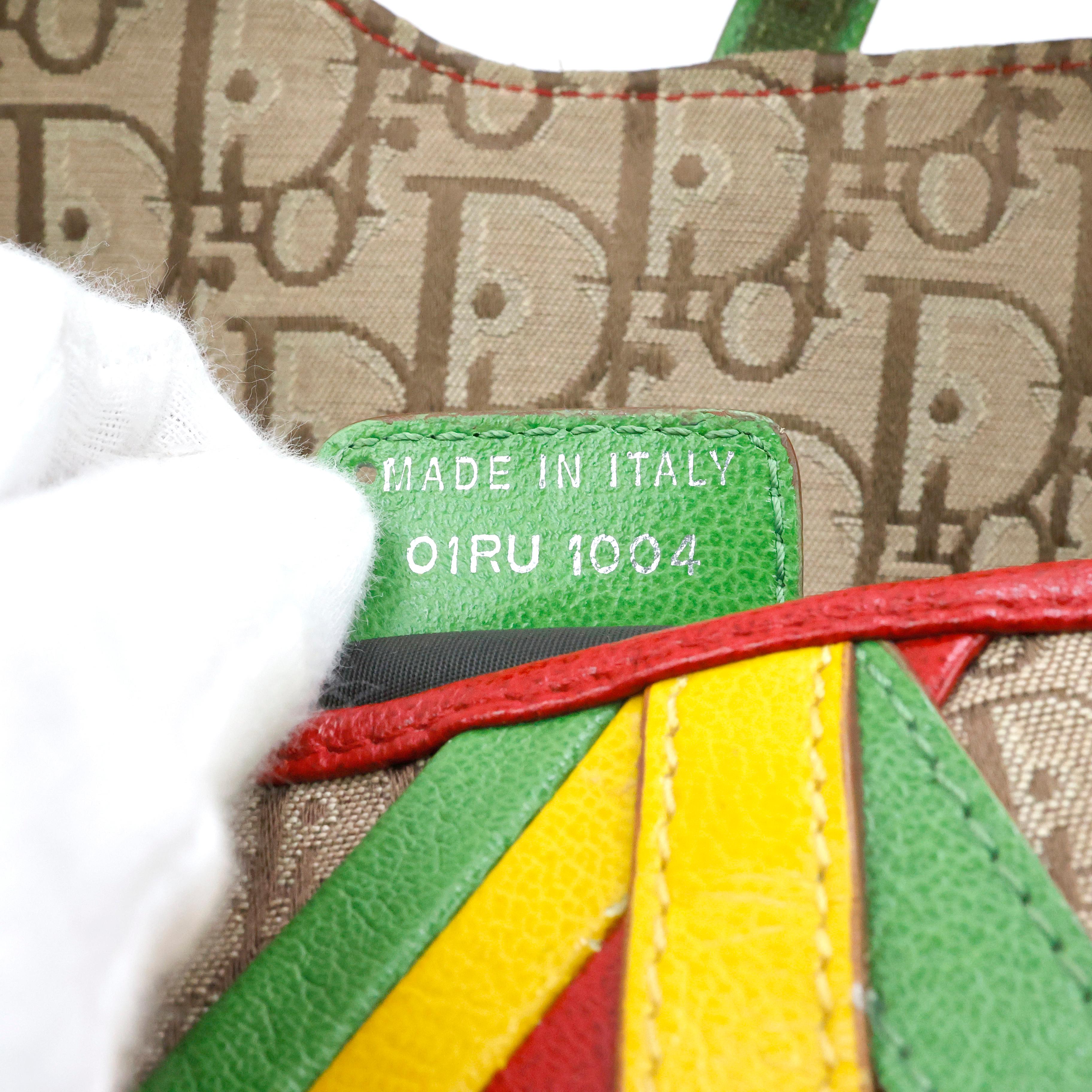 Rare Christian Dior by John Galliano Rasta Saddle bag For Sale 5